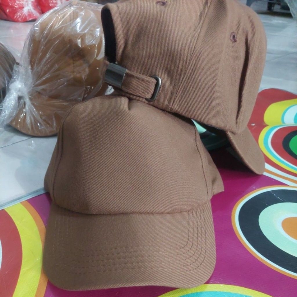 Topi Baseball Polos Rafel 5 Panel Klip  - Coklat