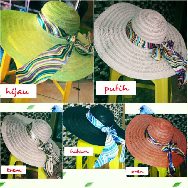 Topi Pantai Lebar Nylon Anti Air - Putih