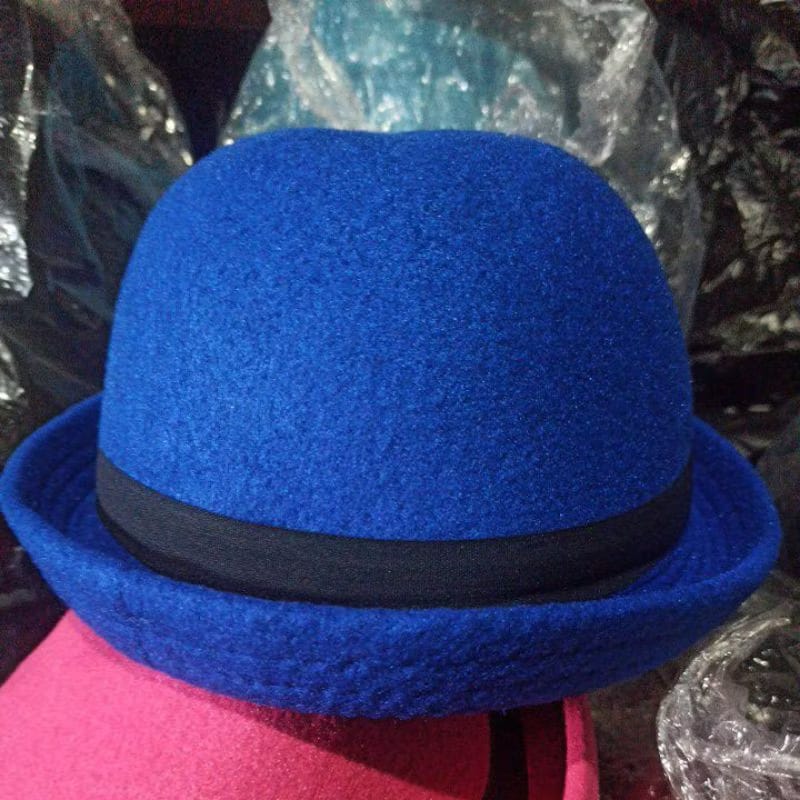 Topi Chaplin Bowler Hat Dewasa - Biru