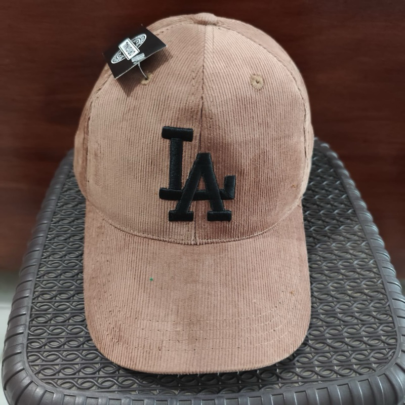 Topi Baseball Corduroy Bordir Premium - LA Pink Soft