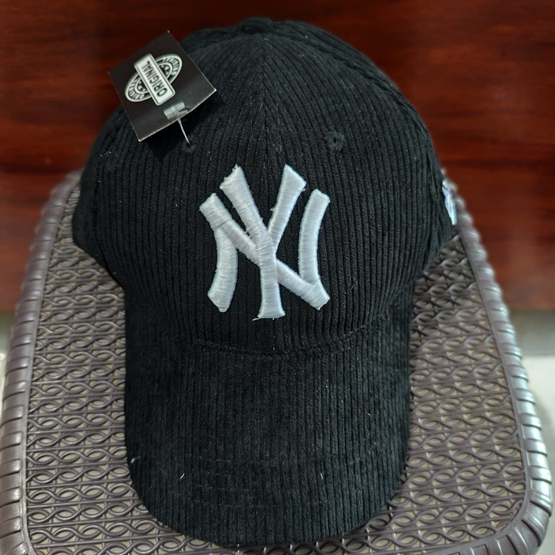 Topi Baseball Corduroy Bordir Premium - NY Hitam